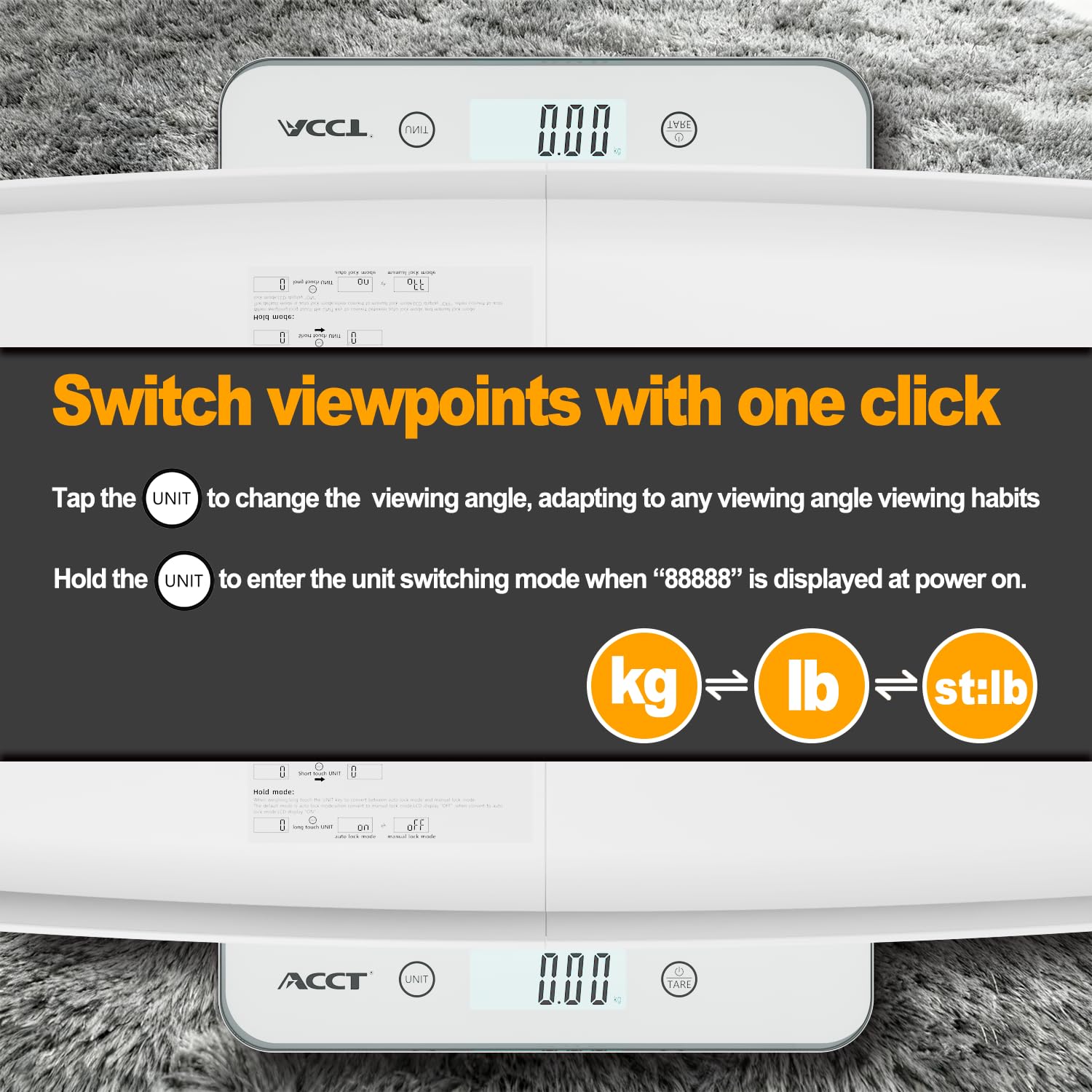 ACCT scale non-slip feet ensure stable measurements.