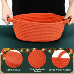 Acellegic basket with red handles, a charming holiday accent for gift wrapping.