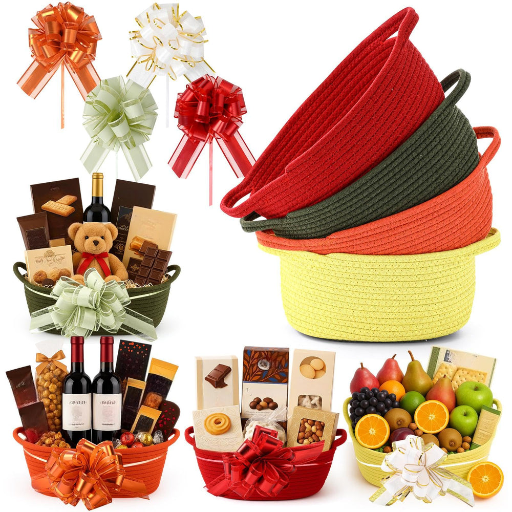 Acellegic basket with yellow handles, ideal for gifts and bright room organization.