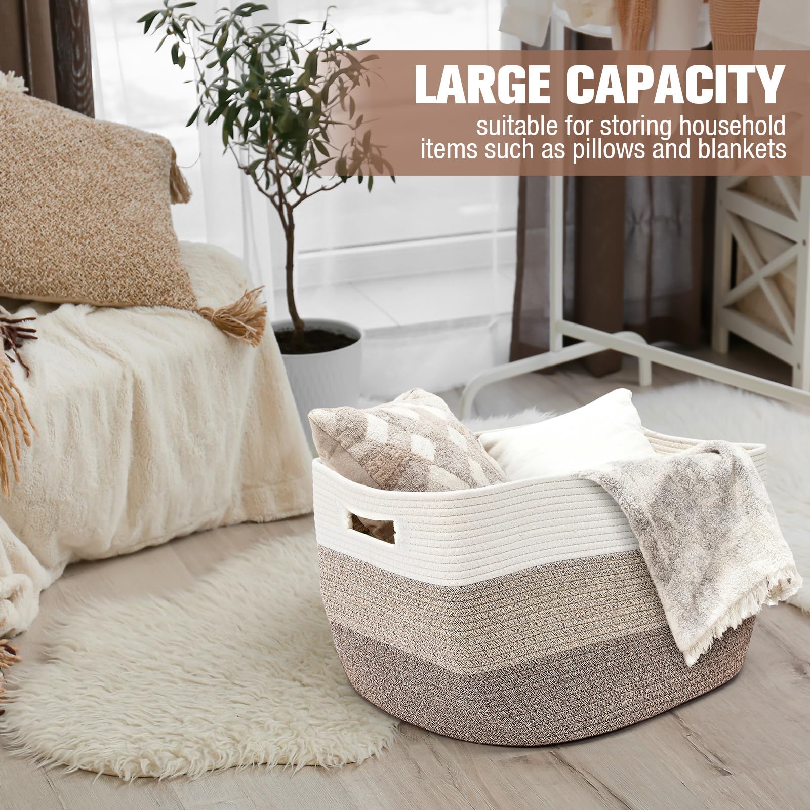 Acellegic gradient yellow blanket storage basket, versatile for throws and living rooms