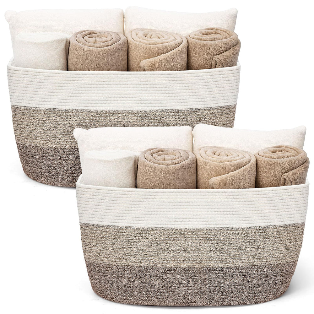 Acellegic gradient yellow rectangle basket front view for blanket storage and decor