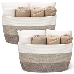 Acellegic gradient yellow rectangle basket front view for blanket storage and decor