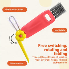 Acellegic lid-edge cleaning brush handles narrow gaps for precise scrubbing.