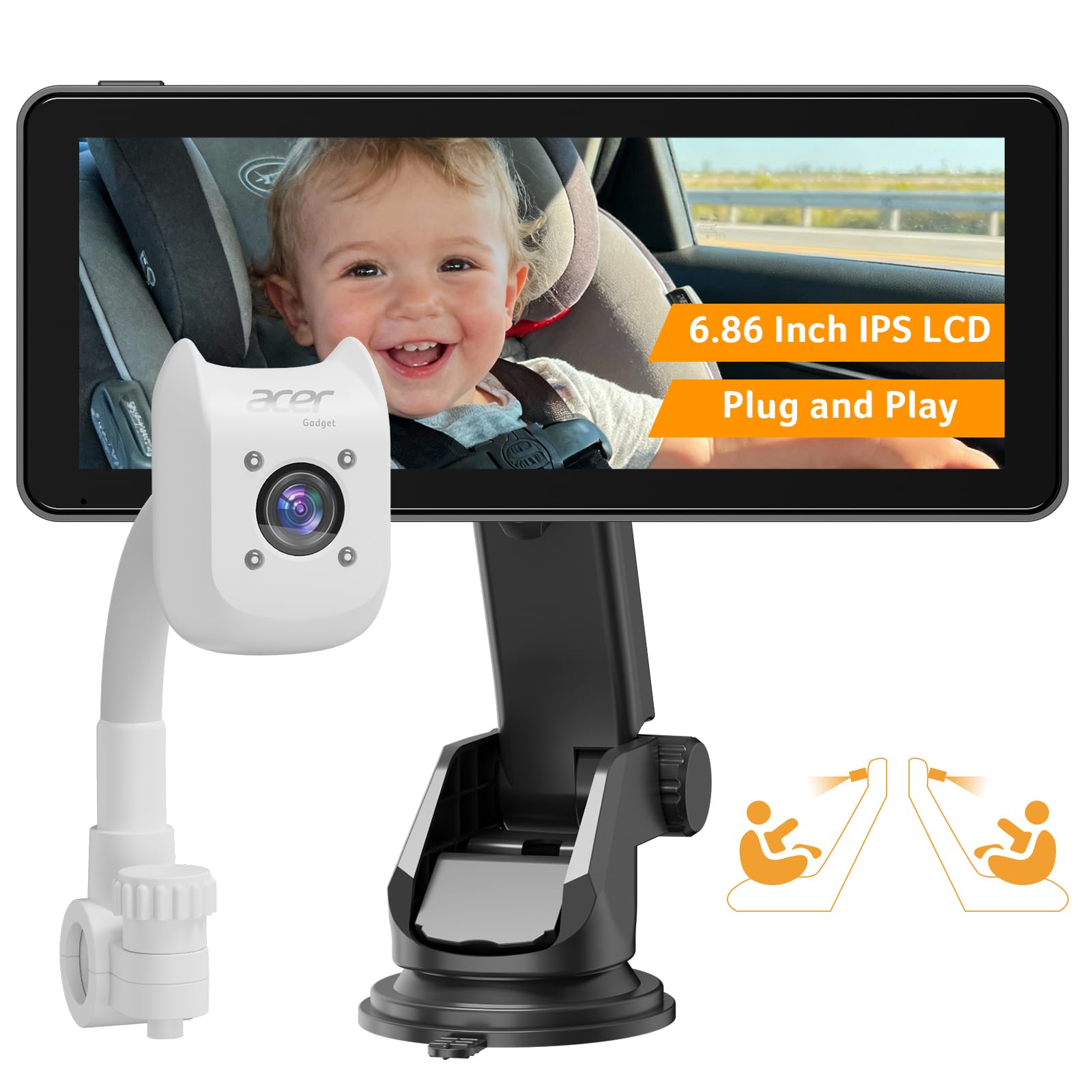 acer baby car camera 1080p view for clear backseat monitoring during drives