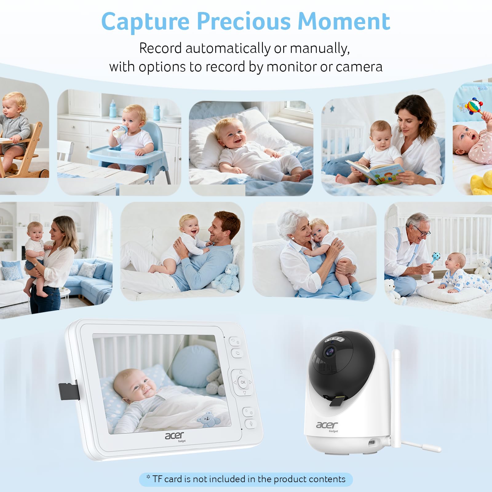 acer smart baby monitor memory recording allows local video playback on monitor