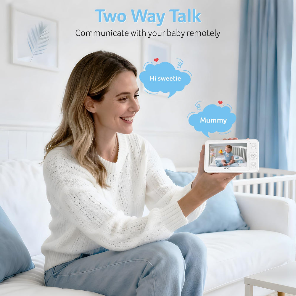 acer smart baby monitor two-way talk lets you reassure from another room