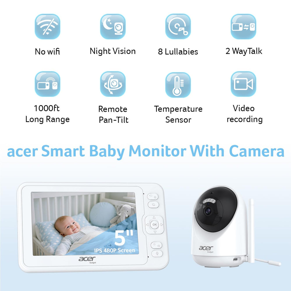 acer smart baby monitor wide coverage with pan and tilt helps you see every corner