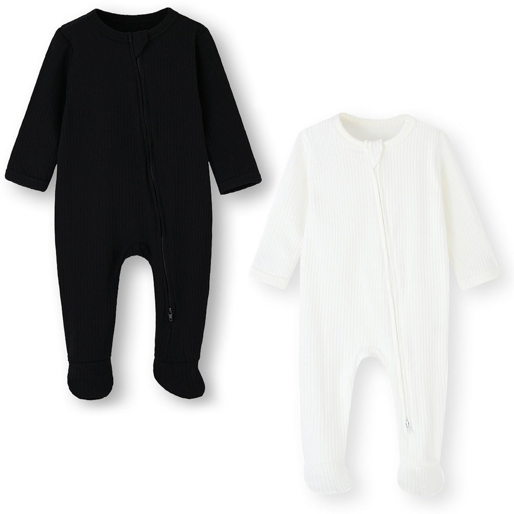 ACESTAR baby footies pajamas with front zipper for easy dressing and diaper changes.