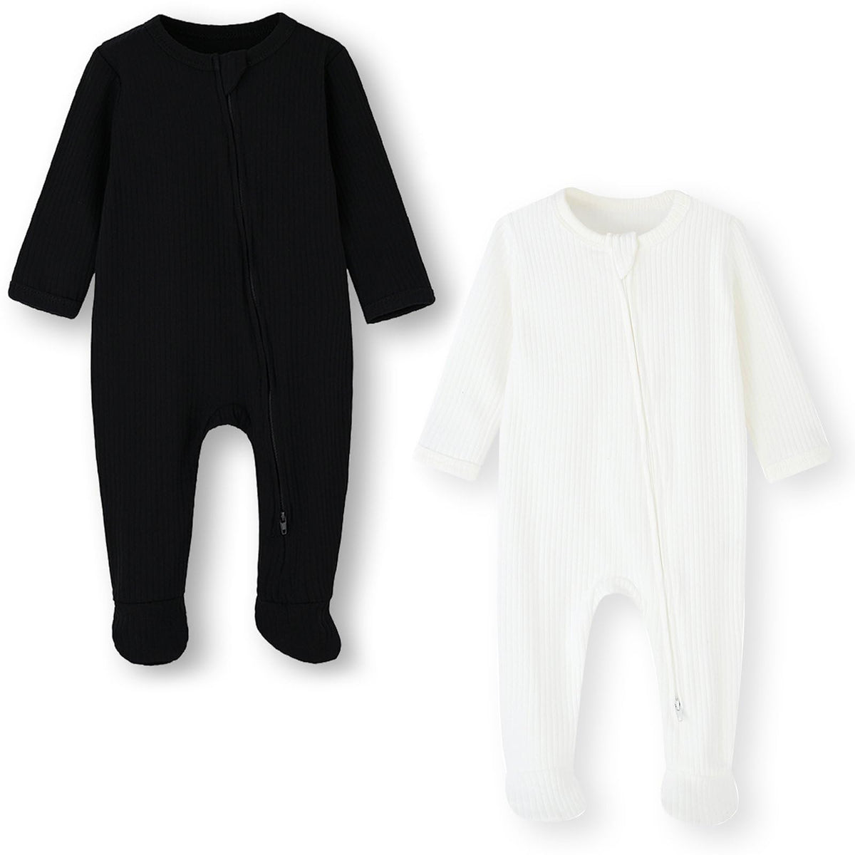 ACESTAR baby footies pajamas with front zipper for easy dressing and diaper changes.