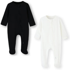 ACESTAR baby footies pajamas with front zipper for easy dressing and diaper changes.