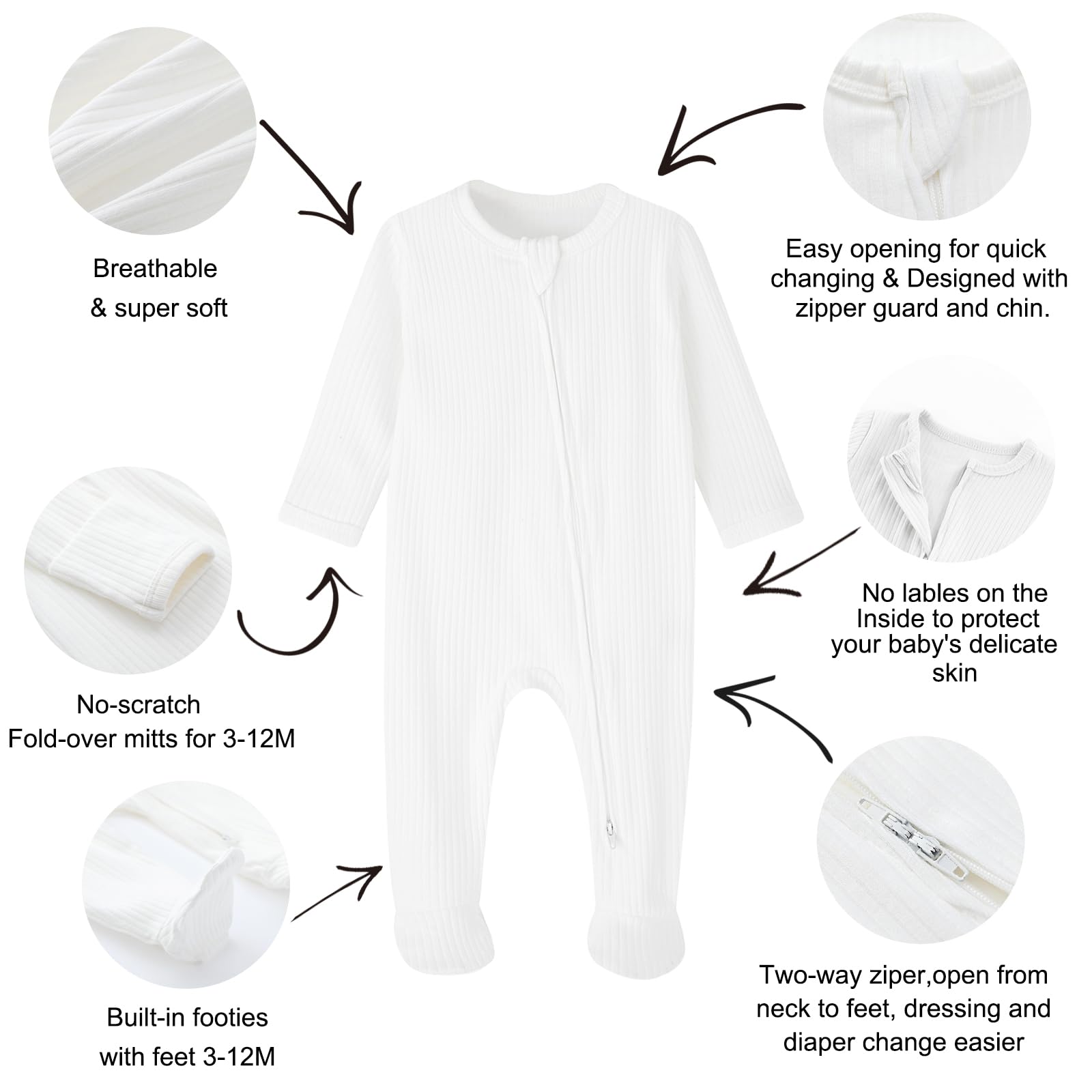 ACESTAR 100% cotton fabric feels soft against your baby's skin.