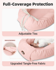 ACIROC Baby Lounger Pillow pink close-up of breathable cover for baby comfort