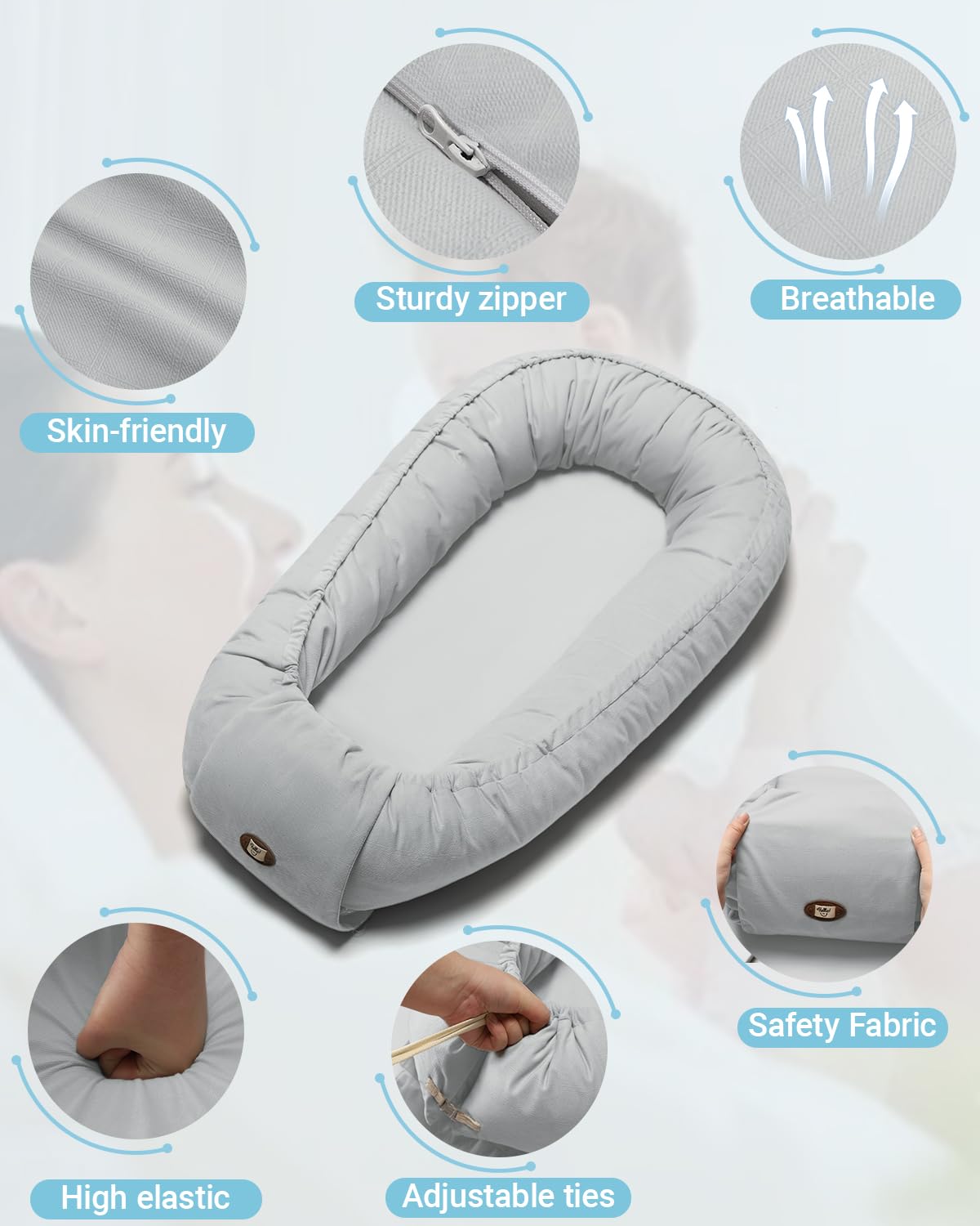 ACIROC newborn care setup with lounger on floor or changing station.