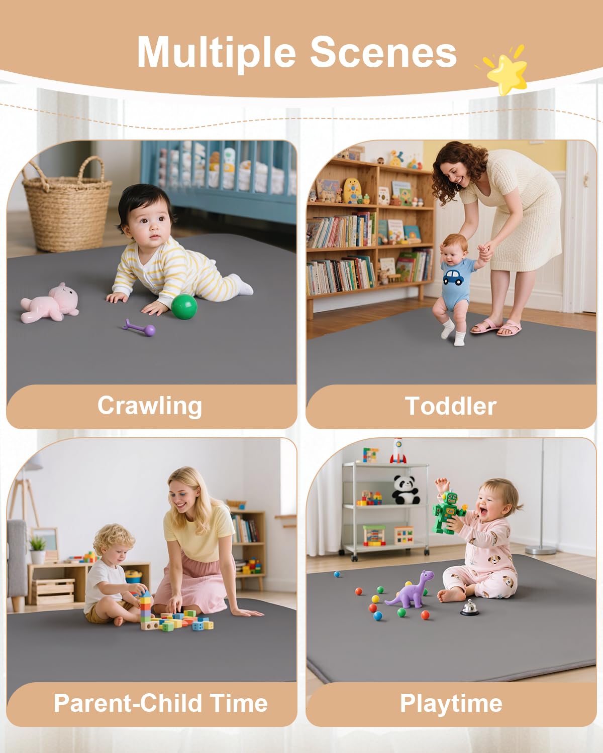 ACIROC mat doubles as a nursery rug in a calm grey space