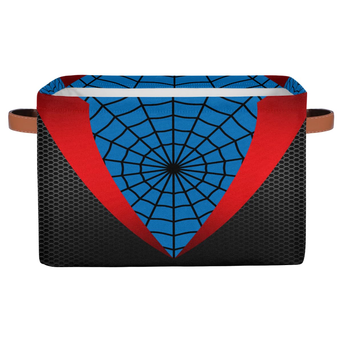Ackutea nursery bin, blue and red spider web design, large capacity for toys and clothes.