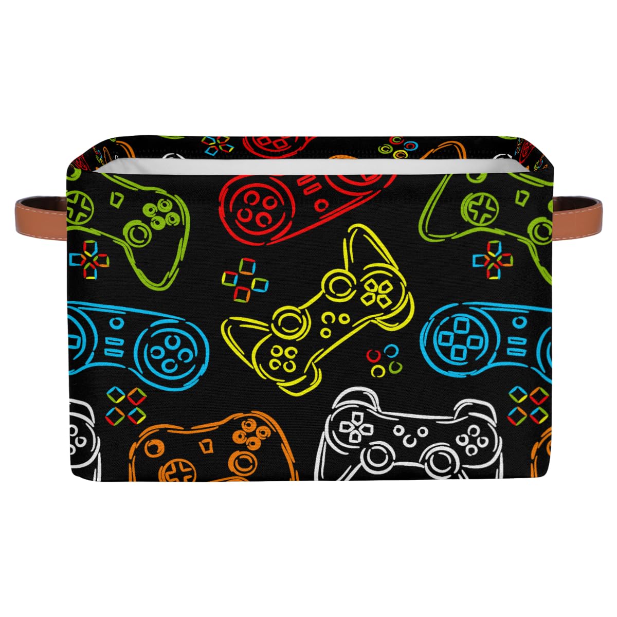 Ackutea video game storage bin collapsible rectangle for easy toy organization.