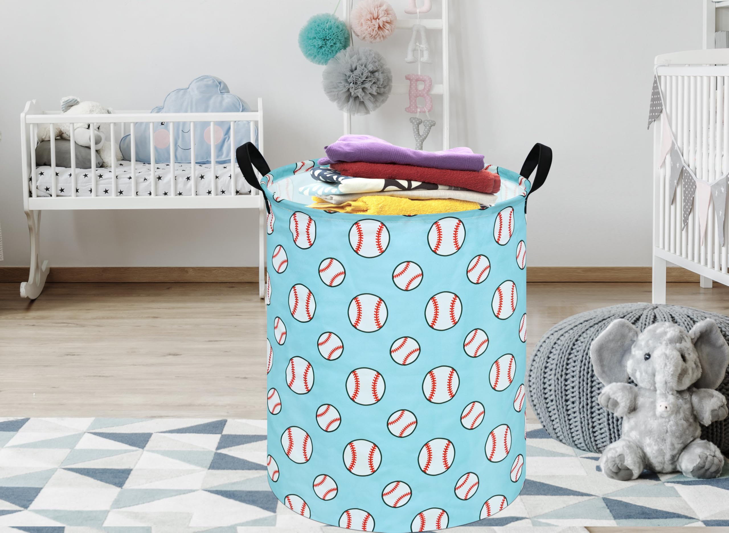 ACMUUNI 19.7-inch round basket collapsed for storage, easy to set up when needed.