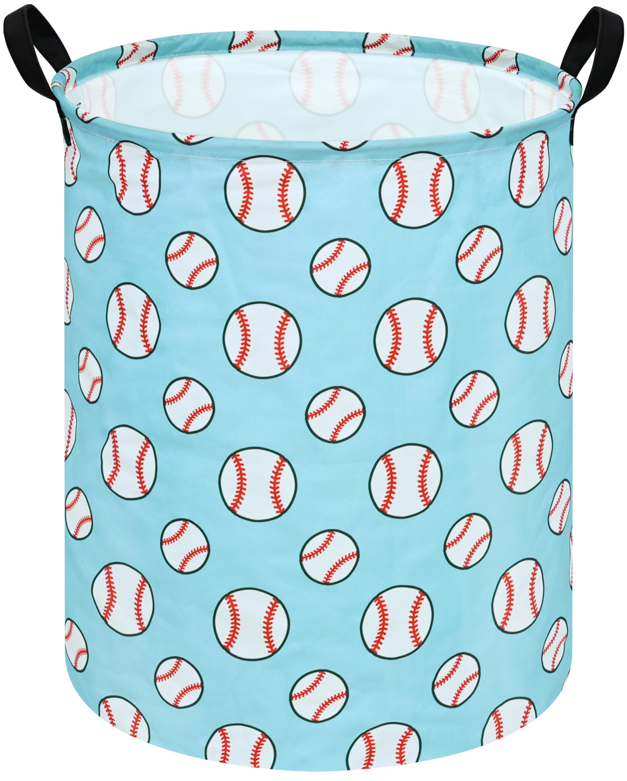 ACMUUNI 19.7-inch round kids laundry basket front view, ideal for toy storage and organization.