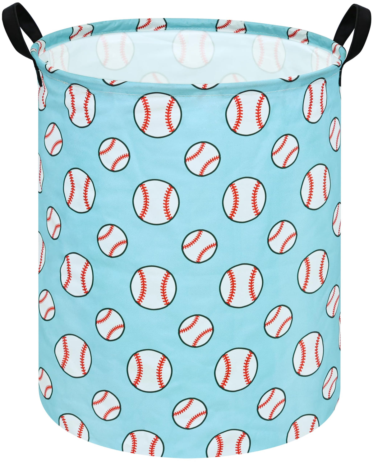 ACMUUNI 19.7-inch round kids laundry basket front view, ideal for toy storage and organization.