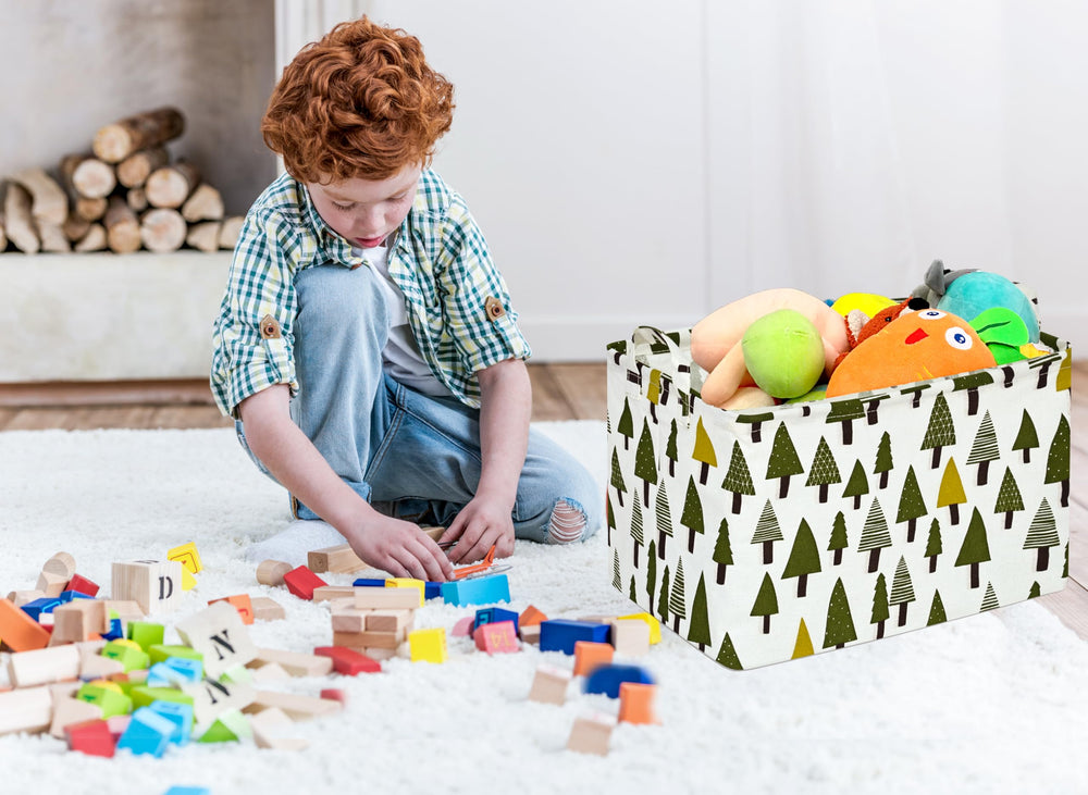 ACMUUNI durable canvas and linen blend maintains shape while holding toys or clothes.