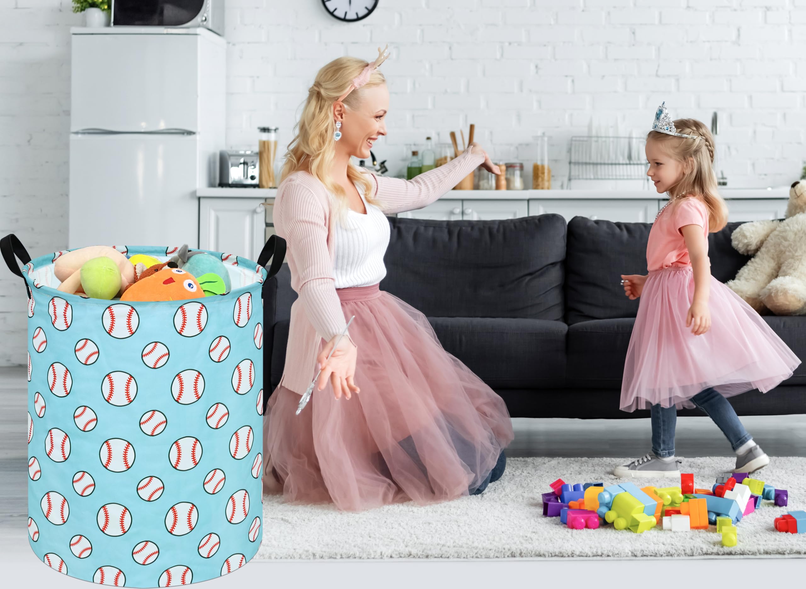 ACMUUNI kid toy storage and nursery decor basket in use on a shelf.