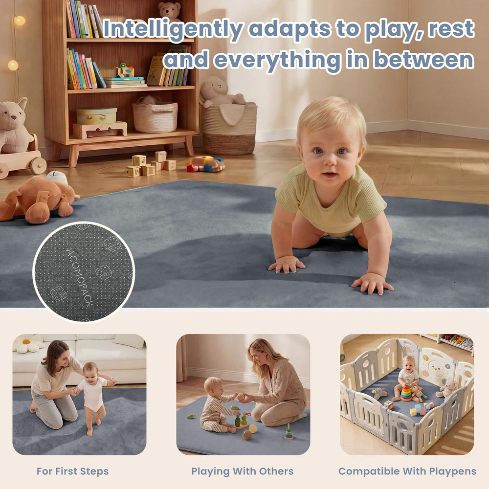 ACOMOPACK 50x50 playpen fit mat creates safe crawling zone