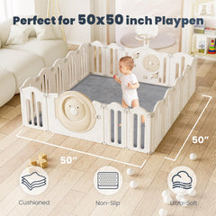ACOMOPACK play mat fits 50x50 playpens for secure cushioned play.