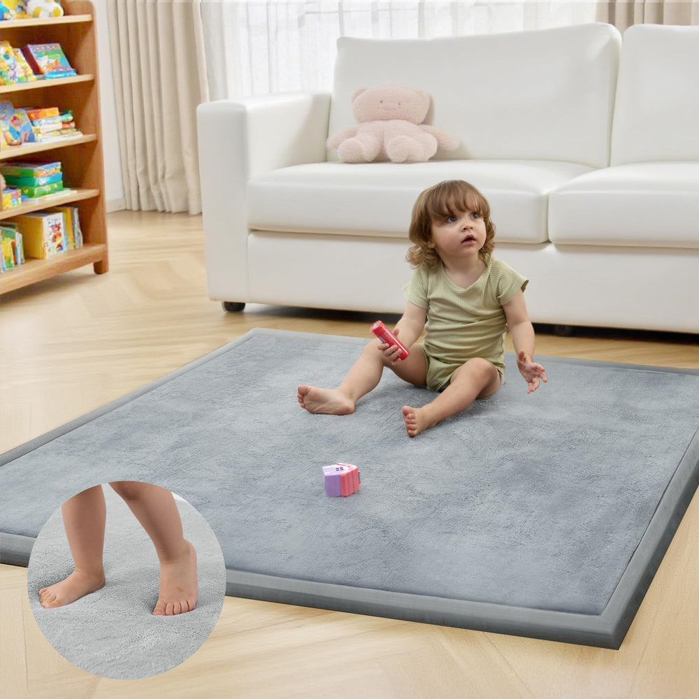 ACOMOPACK baby play mat close-up shows 1.3-inch foam cushioning for comfort