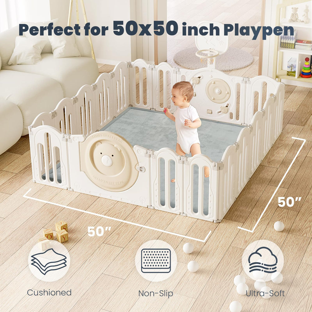 ACOMOPACK baby play mat side view highlights thick foam and stability