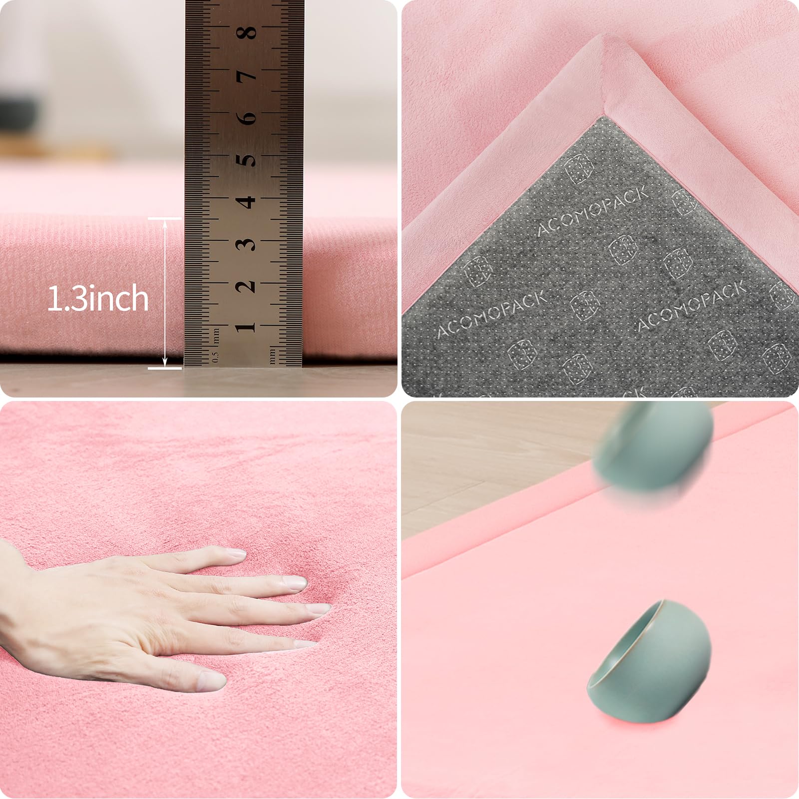 ACOMOPACK mat showing non-slip bottom to prevent movement during play.