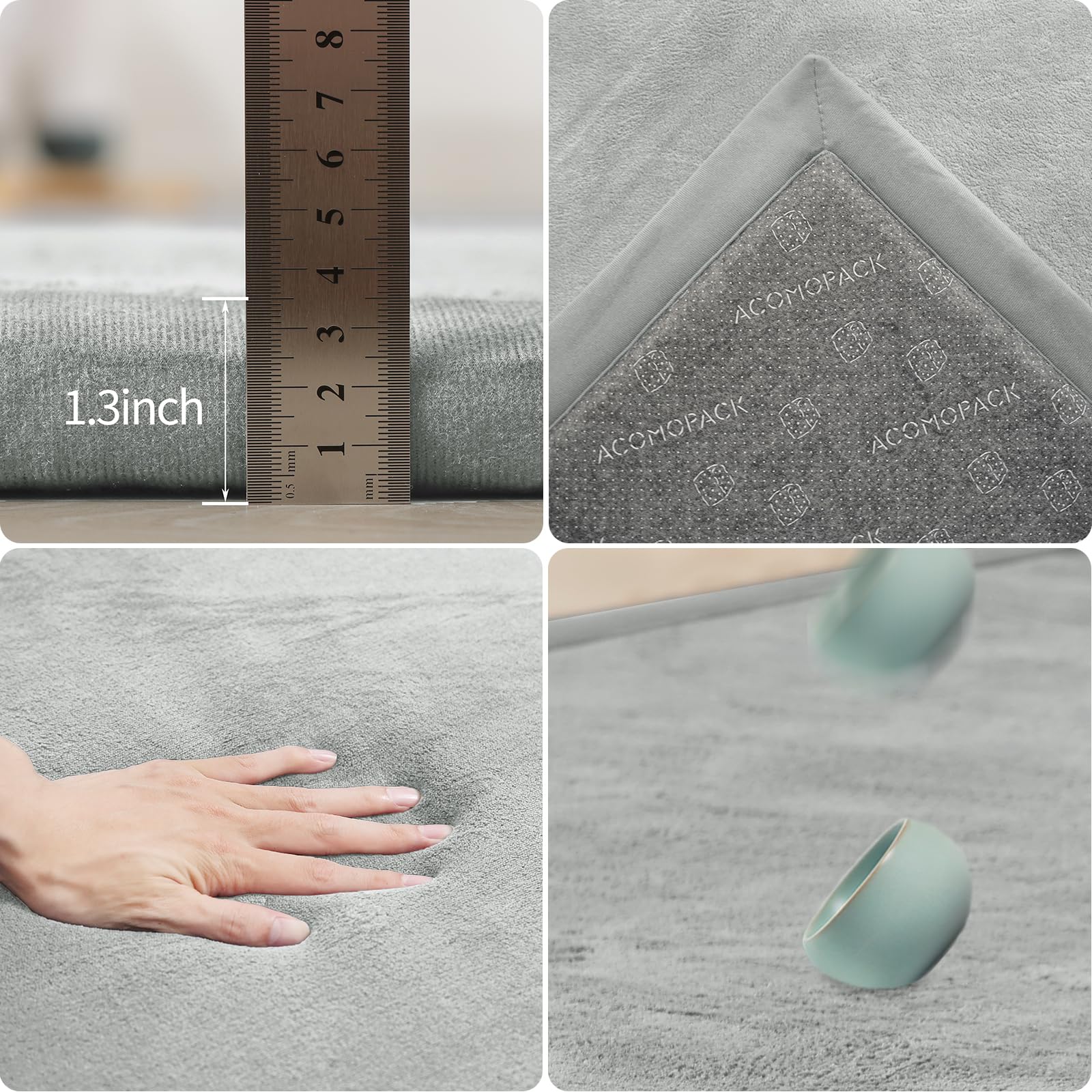 ACOMOPACK play mat with non-slip bottom stays steady during play.