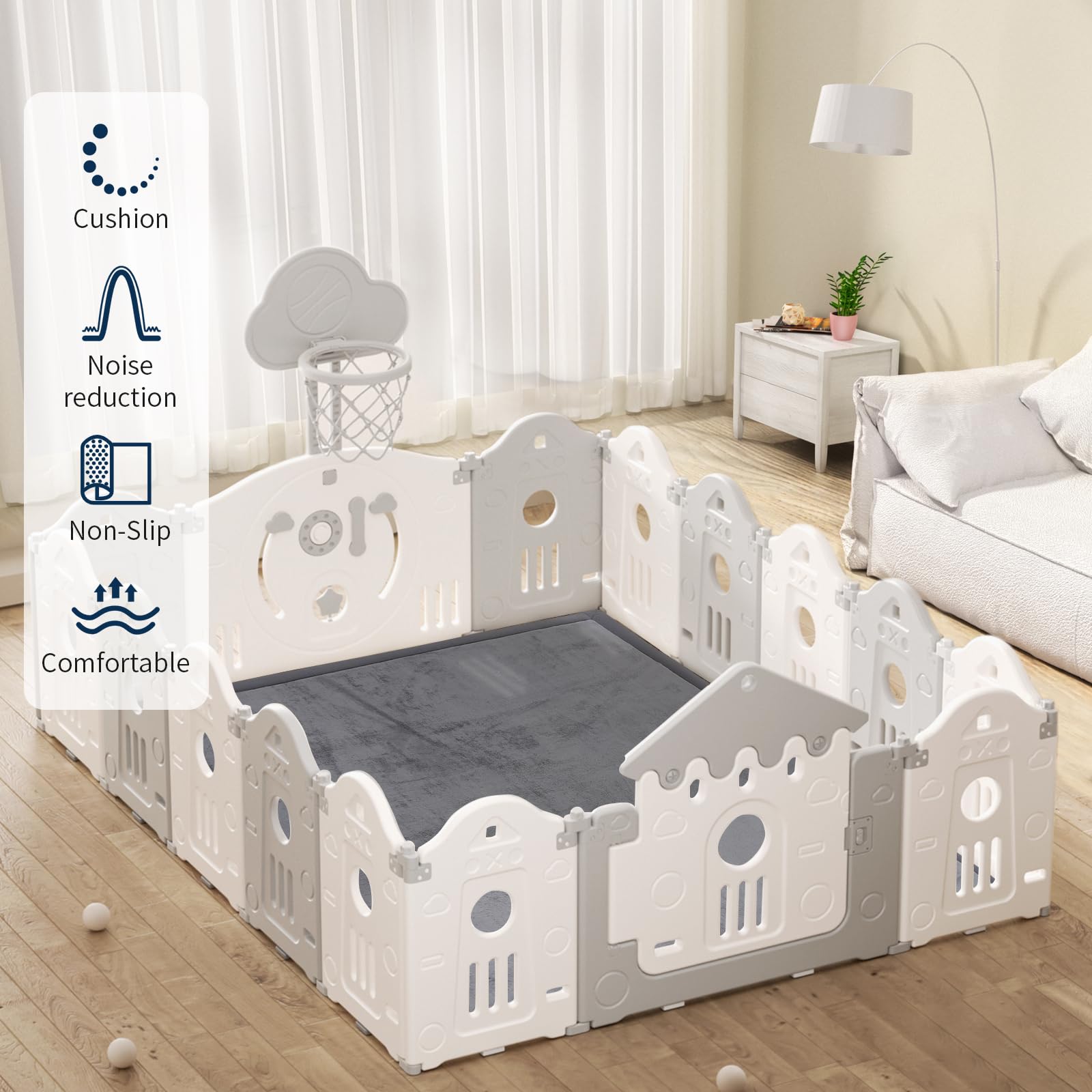 ACOMOPACK Baby Play Mat uses non-toxic coral velvet surface for safe play.