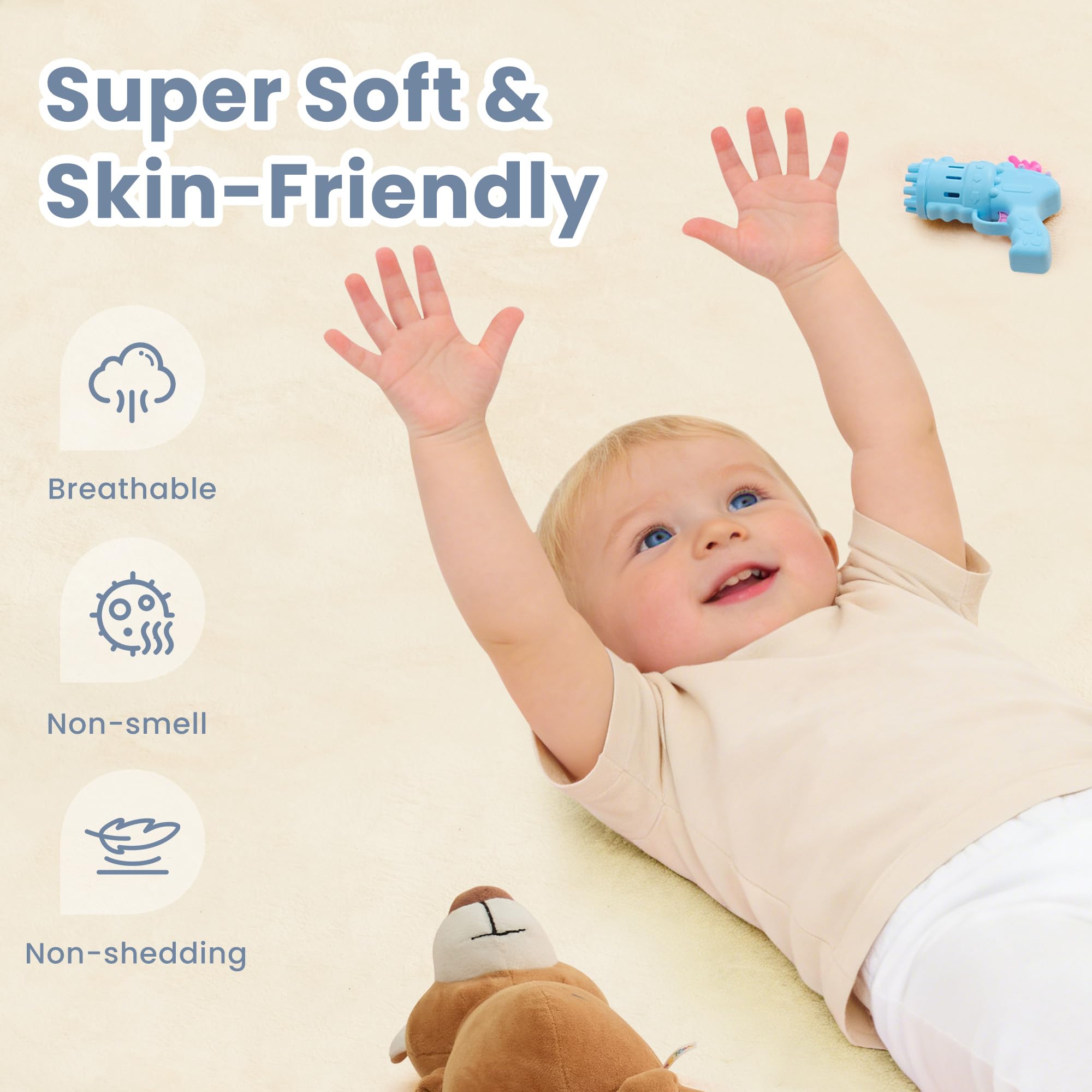 ACOMOPACK 50x50-inch mat fits standard playpens for cozy protection.