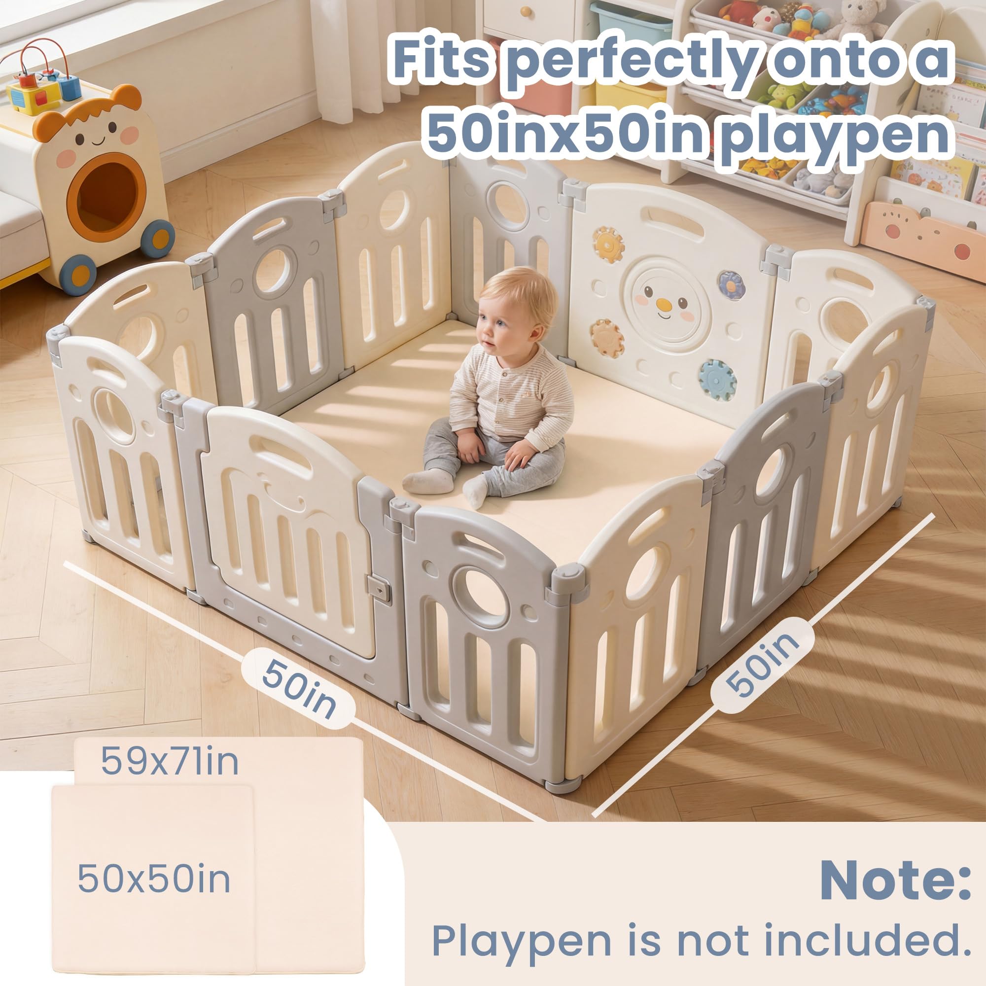 ACOMOPACK water-repellent nursery rug for easy spill cleanup.