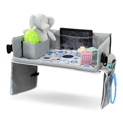 Acorn Baby Foldable Backseat Tray Table setup for on-the-go kids' activity.