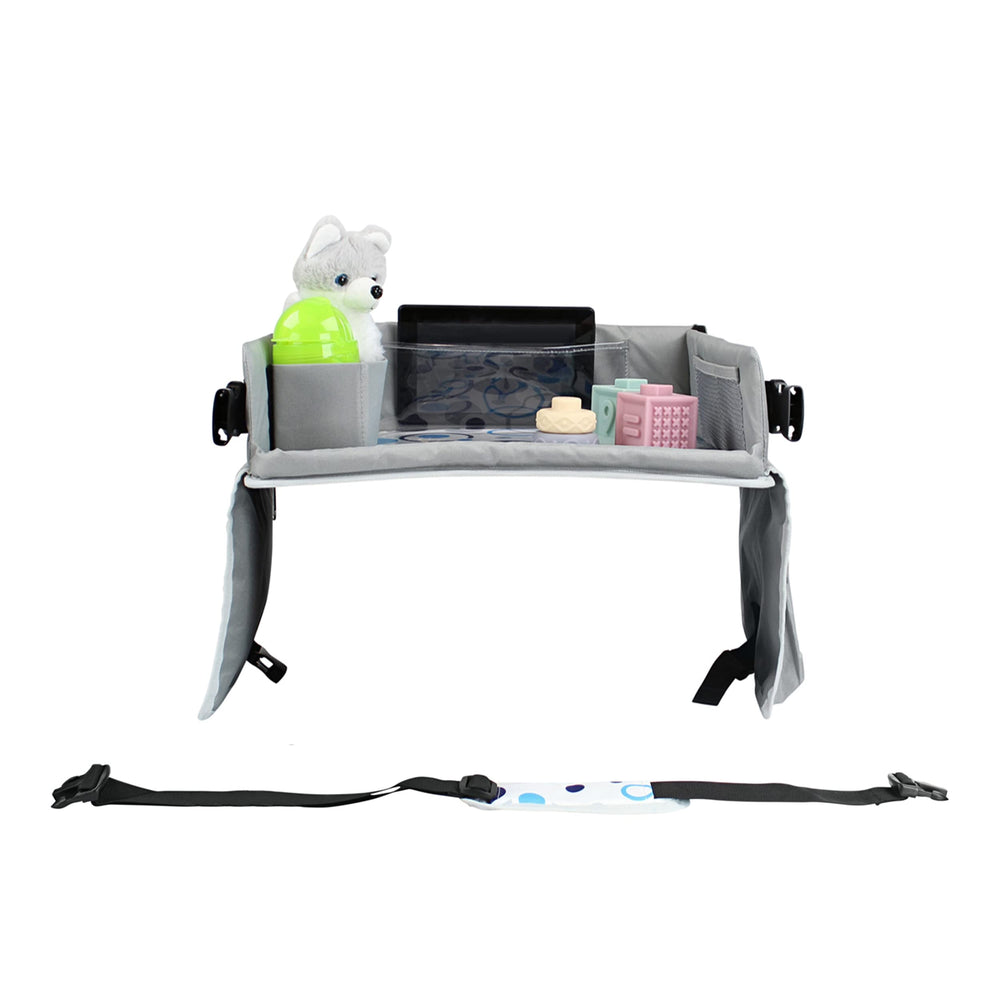 Acorn Baby tray with shoulder strap offers easy transport.