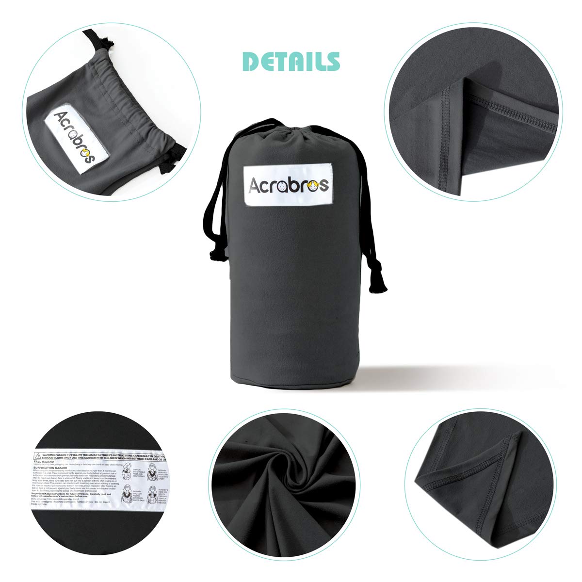 ACRABROS Baby Wrap Carrier with easy-adjustment for quick, secure wearing on busy days.
