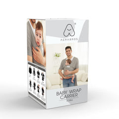 ACRABROS Baby Wrap Carrier features ergonomic design for baby posture and caregiver comfort.