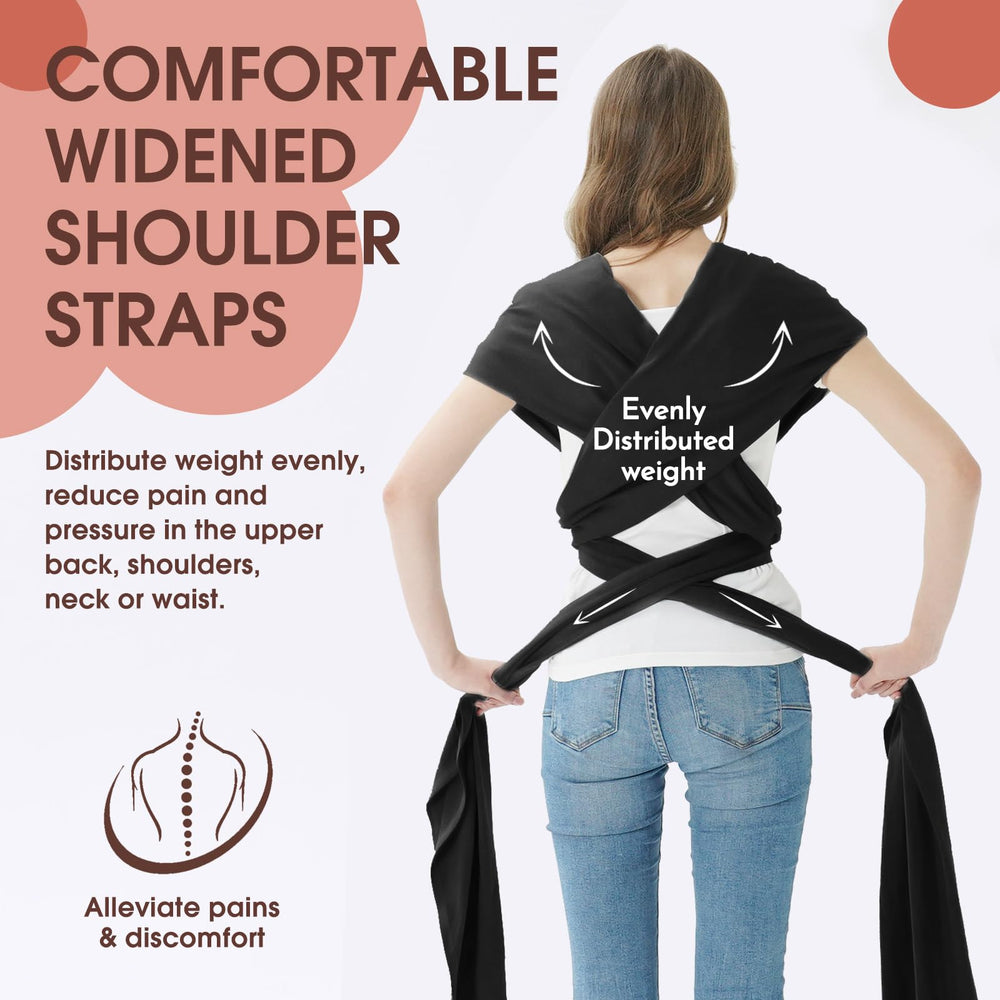 ACRABROS Baby Wrap Carrier with lightweight breathable fabric for comfortable on-the-go wear.