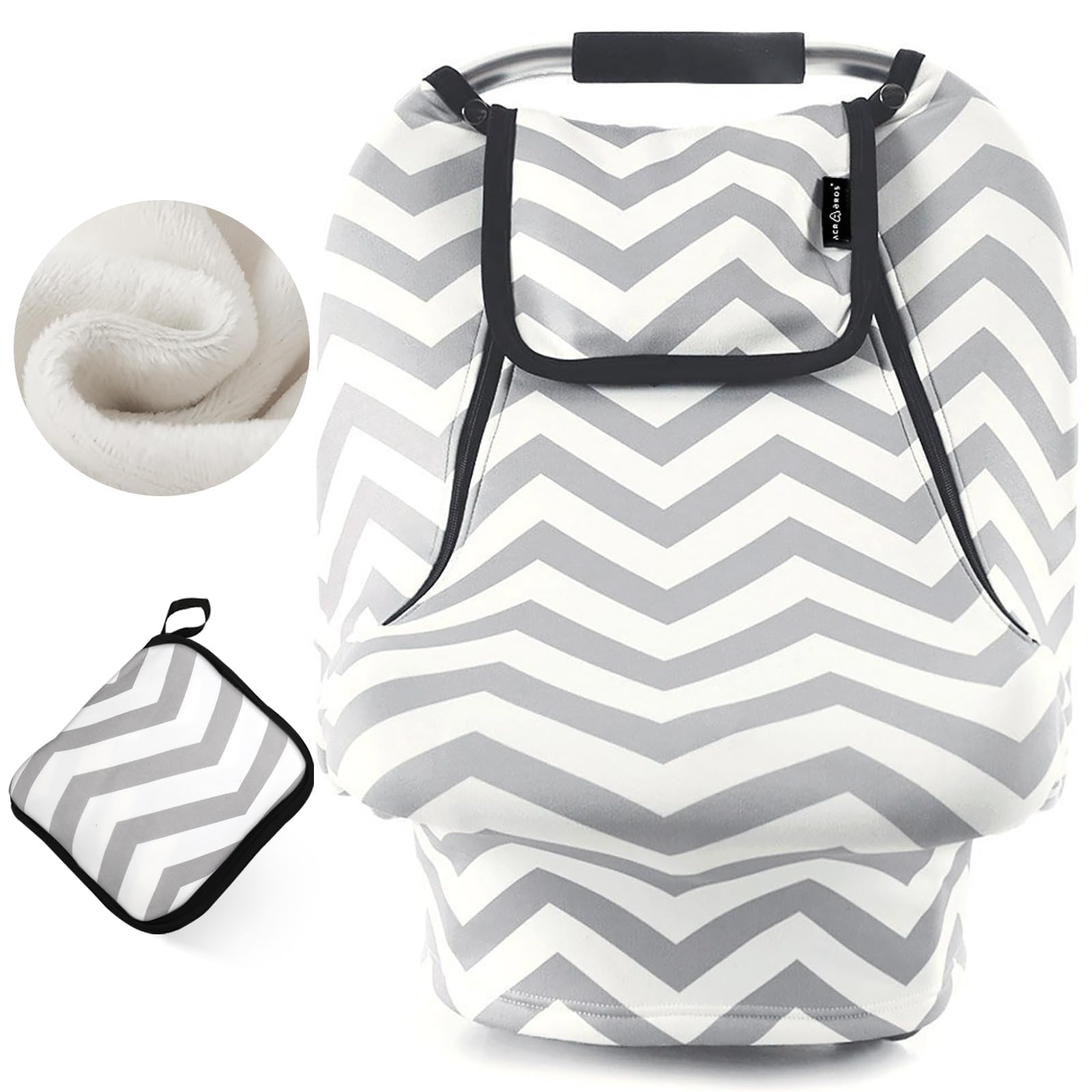 ACRABROS car seat cover with soft fabric for cozy baby naps on the go.