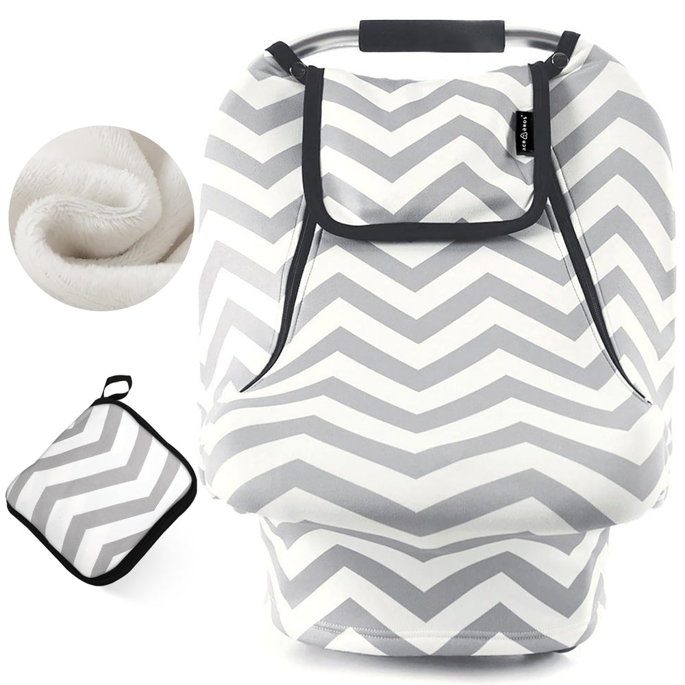 ACRABROS car seat cover with soft fabric for cozy baby naps on the go.
