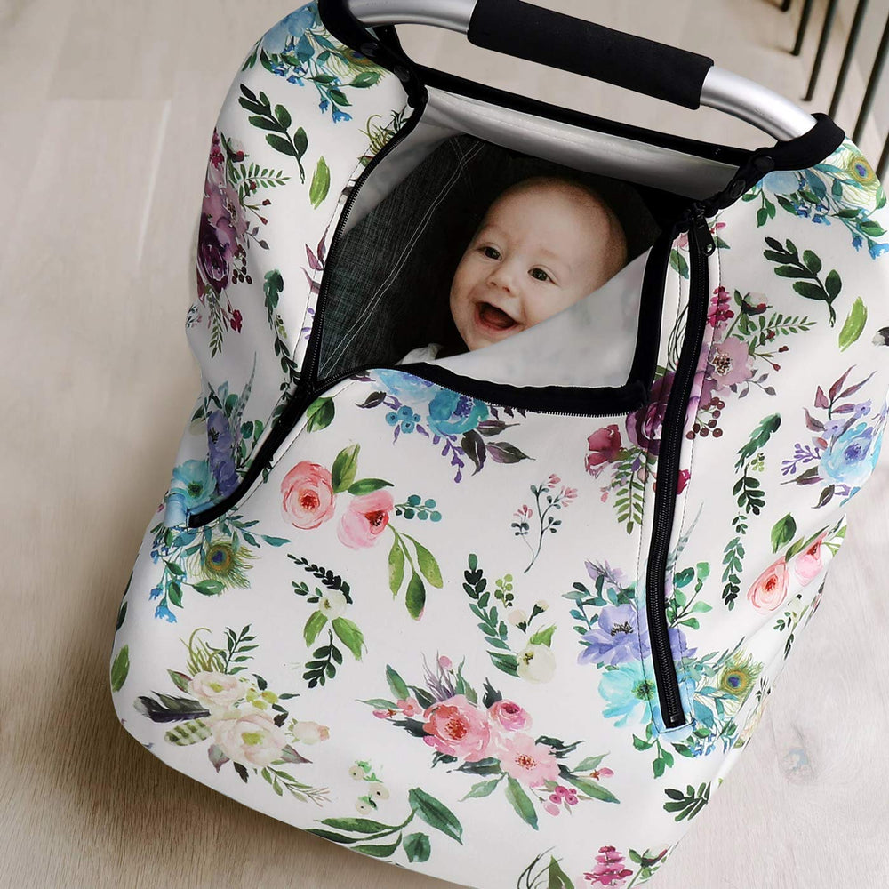 ACRABROS stretchy universal-fit cover provides quick setup and secure snaps for most seats.