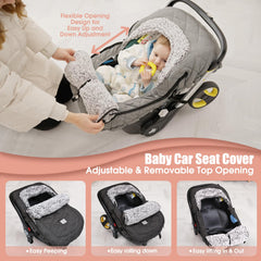 ACRABROS car seat cover with zipper peep window for safe, breathable checks