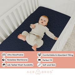 ACRABROS crib protector features breathable quilted cover for comfortable sleep.