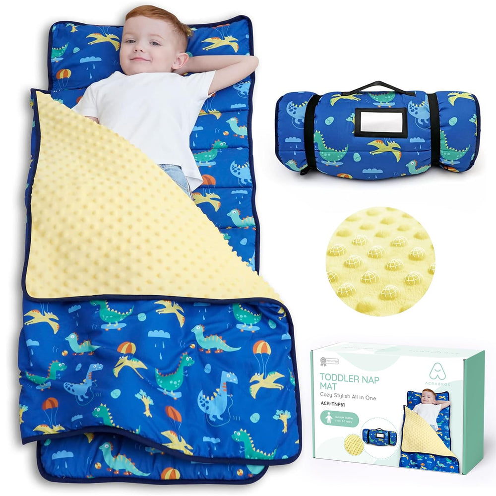 ACRABROS dinosaur nap mat pillow for toddlers at daycare