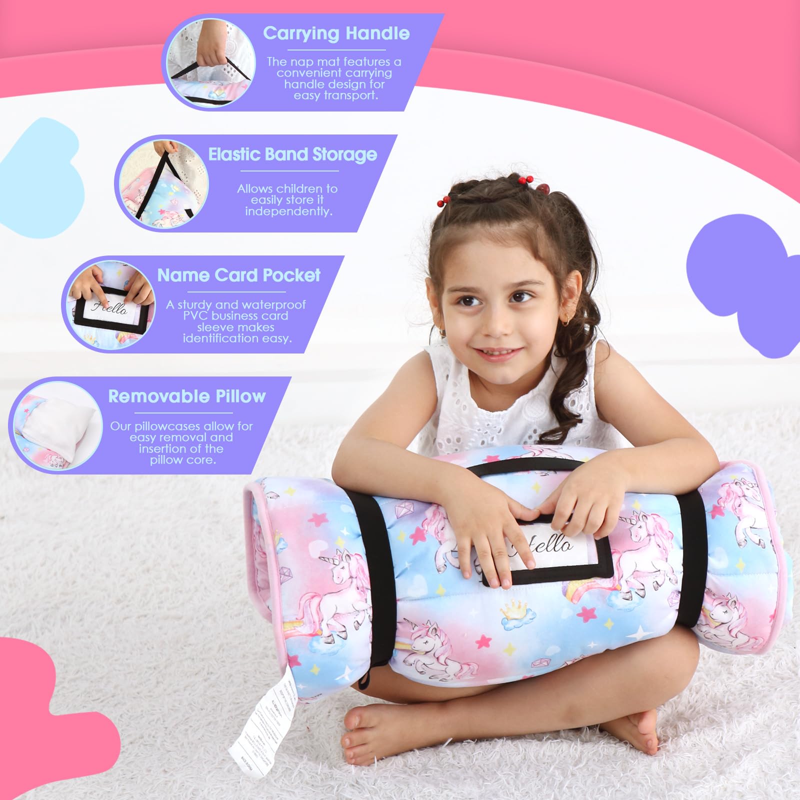 Colorful unicorn design adds playful appeal to nap time