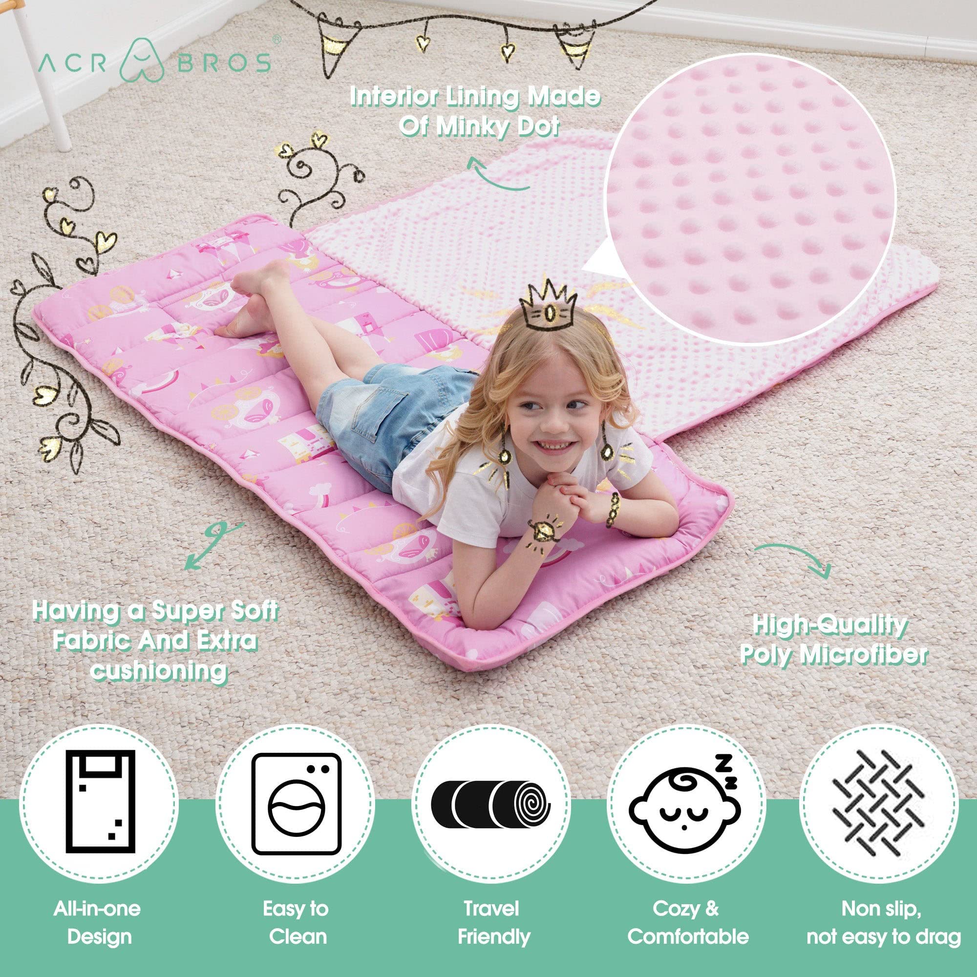 ACRABROS nap mat with removable pillow for flexible layouts