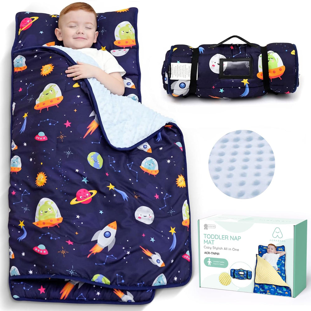 ACRABROS toddler nap mat with pillow and blanket for cozy daycare rest