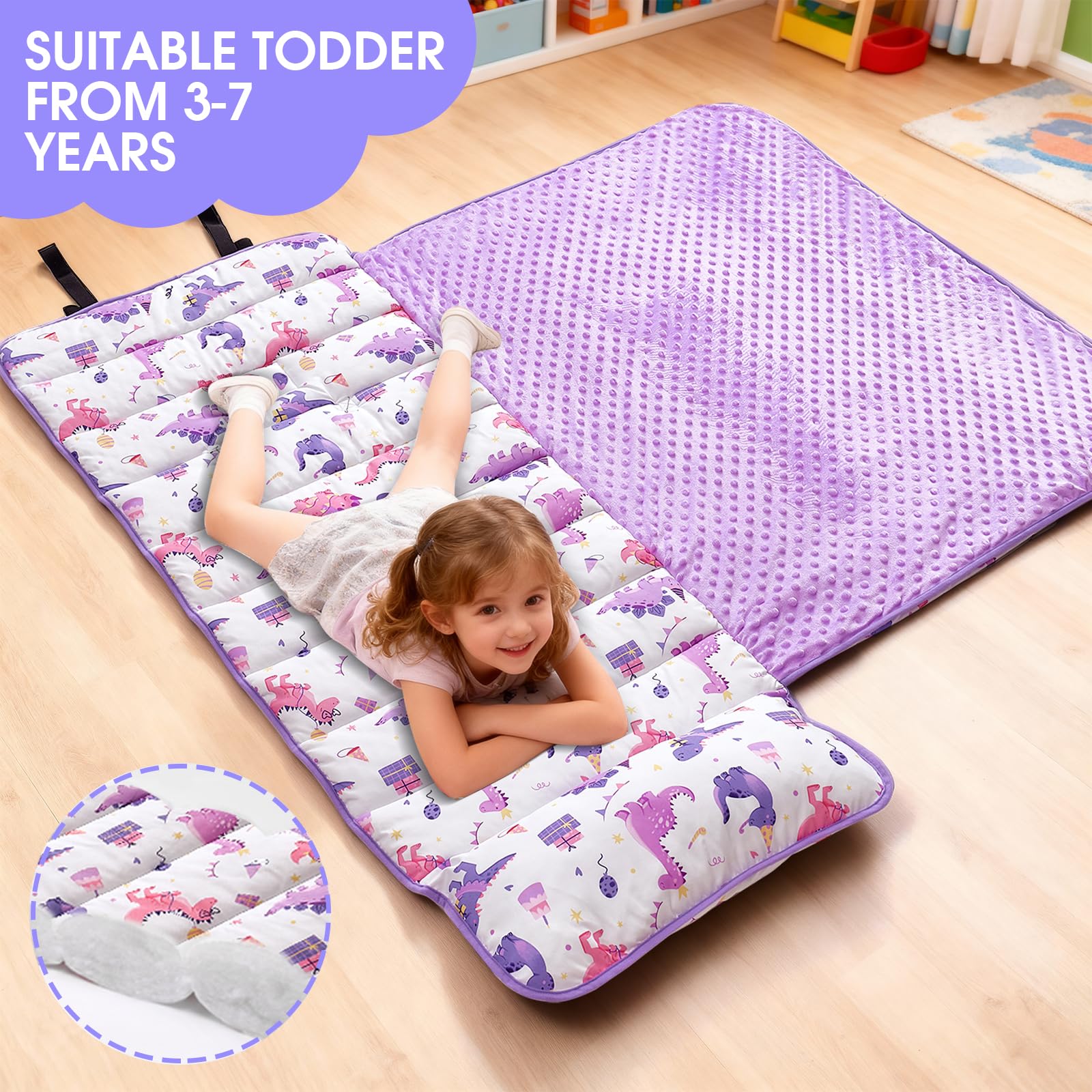 ACRABROS toddler nap mat rolled for portable use