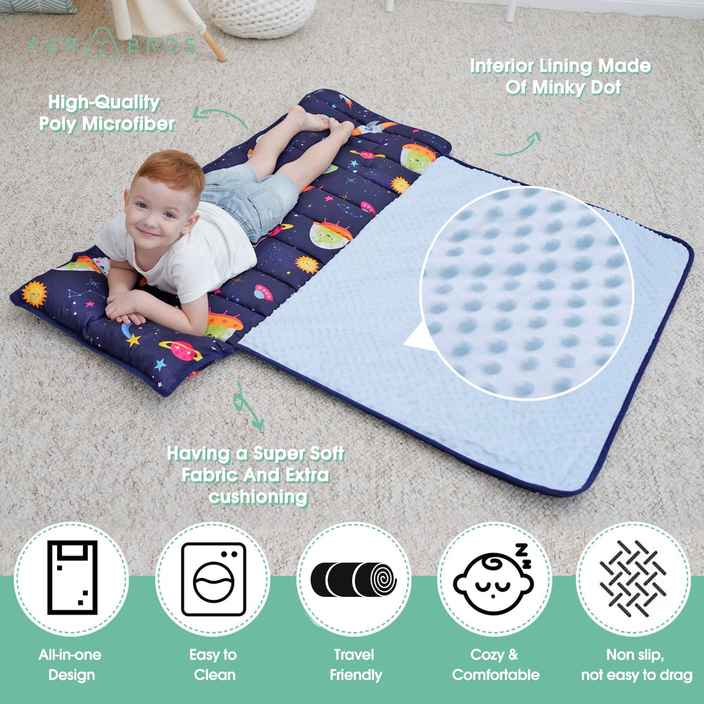 ACRABROS nap mat features removable pillow for adjustable support